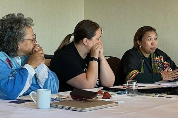 Susan Page, Meghan Clark, and Myla Leguro at CPN Women's Peacebuilding Leadership planning meeting